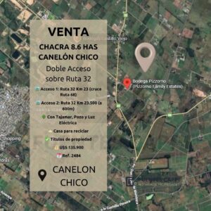 Venta Chacra 8.6 Hectáreas en Canelón Chico – Títulos al Día, Doble Acceso | Fuentes Cappi Propiedades – Ref. 2490