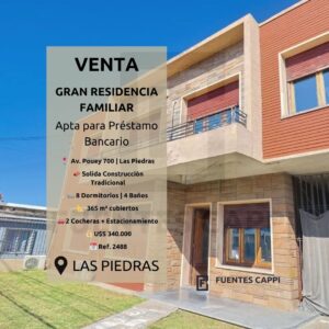 Venta Gran Residencia 8 Dormitorios, Apta Banco, Las Piedras | Fuentes Cappi Propiedades – Ref. 2488