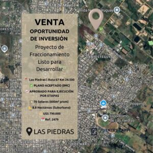 Venta Proyecto de Inversión – Fraccionamiento 70 Solares Aprobado en Las Piedras | Fuentes Cappi Propiedades – Ref. 2479