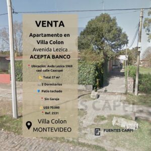 Venta Apartamento en Lezica – 2 Dormitorios, Patio y Apto Crédito Bancario – Fuentes Cappi Propiedades – Ref. 2529