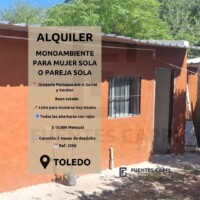 Alquiler Monoambiente en Toledo - Listo para mudarse con Entrada Independiente - Fuentes Cappi Propiedades - Ref. 2506 Alquiler Monoambiente en Toledo - Listo para mudarse con Entrada Independiente - Fuentes Cappi Propiedades - Ref. 2506