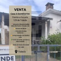 Venta Casa en Toledo - 3 Dormitorios - Frente a Escuela 129 - Fuentes Cappi Propiedades - Ref. 2495 Venta Casa en Toledo - 3 Dormitorios - Frente a Escuela 129 - Fuentes Cappi Propiedades - Ref. 2495