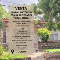 Venta Padrón Único en Toledo – 6 Unidades de Construcción Tradicional – Ideal Inversión con Renta Superior a 1.700 Dólares – Fuentes Cappi Propiedades – Ref. 2519 Venta Padrón Único en Toledo – 6 Unidades de Construcción Tradicional – Ideal Inversión con Renta Superior a 1.700 Dólares – Fuentes Cappi Propiedades – Ref. 2519