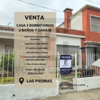 Venta Casa en Las Piedras – 3 Dormitorios, 2 Baños, Garaje, Gran Fondo y Apta Banco – Fuentes Cappi Propiedades Venta Casa en Las Piedras – 3 Dormitorios, 2 Baños, Garaje, Gran Fondo y Apta Banco – Fuentes Cappi Propiedades